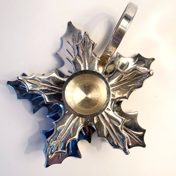 Vintage Silver Plated “Holly Chamber Stick” Candle Holder with Holly Leaf Design - Picture 9 of 9